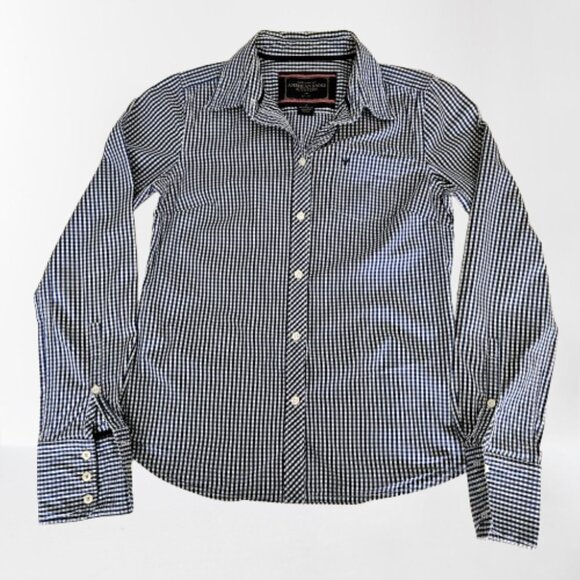 American Eagle Blue/White Button Down Long Sleeve Shirt SIZE 2 - Picture 1 of 4